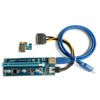 10шт VER006C Od 1X do 16X PCI Express PCIE (PCI-E Riser Card 006C Produžni kabel 60 cm Kabel USB 3.0 i SATA do 6Pin za майнинга BTC