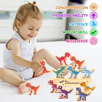 Netoksični igračke za trening ravnoteže u obliku dinosaura, igračke za rani razvoj Montessori, blokovi za fine motorike, balansiranje za djecu, za djecu