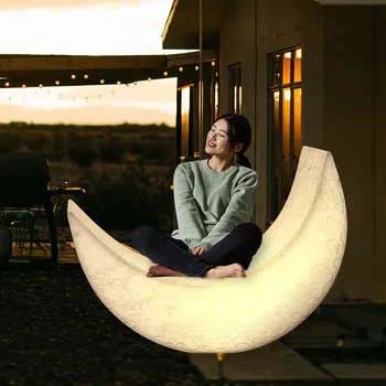 Moon, Lounge Chair podna lampa sa led pozadinskim osvjetljenjem 3CCT, lezaljka za dnevni boravak, moderna ulica za ukrašavanje balkona, vrta, vrt, vanjski