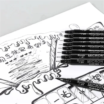 1 kom. Profesionalni umjetnički marker Pigma za crtanje skica, arhivski četka s crnom tintom, pribora za animaciju