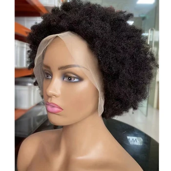 300% gustoća Bob Kinky Afro perika od kovrčavu kosu 13x4 čipke perika od ljudske kose za žene, djecu kosa, pun čipke perika, бесклеевые prednji držači perika