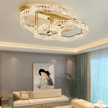 Moderan Luksuzni Led stropna svjetiljka s kristalima za dnevni boravak, spavaće sobe, radne sobe, vile, Lusteri kreativni dizajn sa zlatnim sjajem.