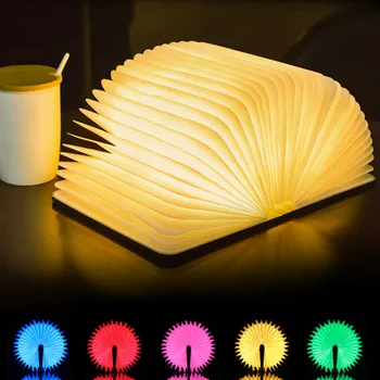 5 Boja Kreativno RGB Led Knjiga lampa Drveni Prijenosni Nightlight 5 U USB Punjiva Magnetska Sklopivi lampe za Ukras kuće