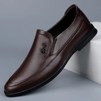 Klasična talijanska muška crne cipele od prave kože, moda 2022 godine, Novi svakodnevne muške cipele vjenčanje za večernje haljine, udobne cipele ravnim cipelama