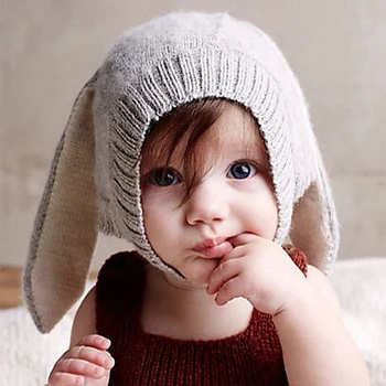 Вязаная dječje kapa za djecu, jesen-zima, šarmantan kapa s dugim ušima u obliku zeca, dječje kapa-bini, rekvizite za fotografiju pucati