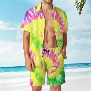 Slika Tie Dye Tie Dye G muški odbojka na plaži odijelo Smiješno nogavica odijelo od 2 predmeta vrhunske kvalitete
