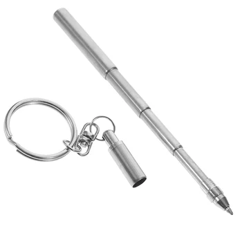 Privjesak u obliku uvlačenja olovke, Mini-Metalni prsten za ključeve, Prijenosni Teleskopski Kemijske Olovke od nehrđajućeg čelika, Alati za ključeve