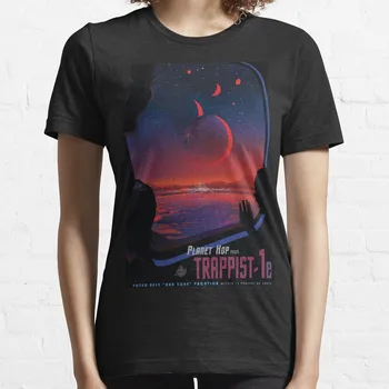 Trappist 1 - t-Shirt s plakatima svemirskog putovanja, ženski ljeto bluze 2023, donje duga haljina-t-shirt
