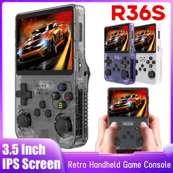 R36S Klasicni Handheld Konzola Linux System s 3,5-Inčnim IPS Zaslonom R35s Prijenosni Ručni video Player 64 GB Igre za Djecu