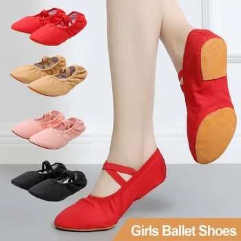 Dječji Ples balet cipele za djevojčice na potplatima od kože kravlja koža, Парусиновые Balet Plesne Cipele za djevojčice, Žene Balerine za vježbanje Joge, Plesne cipele za teretanu