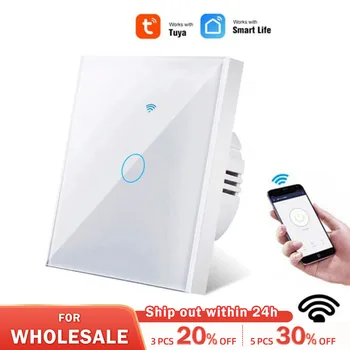 Tuya EU Wifi Smart Light Touch Prekidač Staklena Ploča za Glasovno Upravljanje Bežični Zidni Prekidači Rade Alexa Google Home 1/2/3Gang