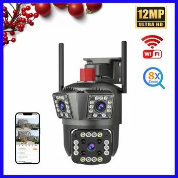 6K 12MP IP WiFi 360 Skladište s 10x Zoom, tri objektivima, tri ekrana, sigurnosnih Kamera 4K 8MP Outdoor PTZ Inteligent Dome Cam