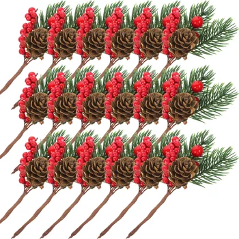 10 kom umjetne borove konusom Božićni vijenac od bobica Stabljike i Grane