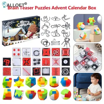 Božićne puzzle-mozgalice Kutija Adventski-kalendar Tema festivala na 24 dana Edukativne Obiteljske igre, puzzle igre i igračke