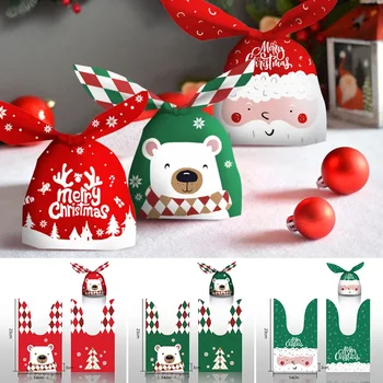 10шт Božićni Paket Za bombone Slatka Rabbit Ear Cookie Plastične Vrećice Za Ukrašavanje Božićni domjenak Poklon Paketi Za Keks Ambalaža Za Pečenje Predjela