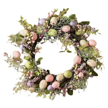 Гирлянда od uskrsnih jaja, Cvjetni vijenac, ukras za uskrsna jaja, Uskrsni Vijenac s raznobojnim jajima za svečane dekoraciju ulaznih vrata