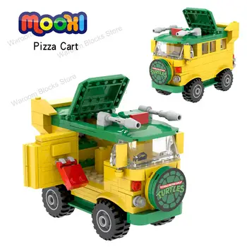 MOC1385 Kolica za pizzu, lik anime, automobil, u skladu sa životinjama blokovi, Festival, Božićni poklon, igračke za djecu, Cigla ukras