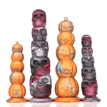 Analni čep u obliku lubanje, silikonski dildo sa simuliranim analnog proširenje, Masturbator, seks-igračka za odrasle, strapon u roku, Fisting velikim član BDSM-a