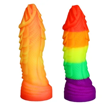 Šareni dildo sa skale zmaja, simulira krljušti, silikonski penis, Debeli je gubitnik, Uređaj za ženske masturbacije, Sportski igračka za odrasle za žene