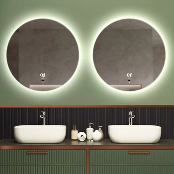 Missmeeca Ogledalo za kupatilo s led pozadinskim osvjetljenjem, Okruglog oblika, противотуманное, 3 boje, modeli zidnih ogledala