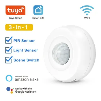 Tuya WiFi Light + detektor pokreta PIR, pasivni infracrveni detektor Smart Home, podrška za aplikacije Smart Life Alexa Google Home