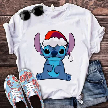 Božićno Majica s Likom iz Crtića Kawai Disney i Vezom za Dječake I Djevojčice, Tematski odgovaraju za Zurke, Obiteljski Božićni Poklon Kratkih Rukava Za Djecu, Blagdanski Dar