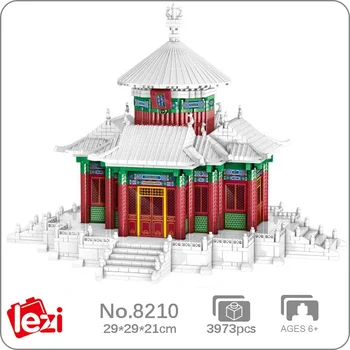 Lezi 8210 World Architecture Snow Winter Wanchun Pavilion Model Mini Diamond Blocks Bricks Osobna Igračka za bebe, Poklon bez kutije