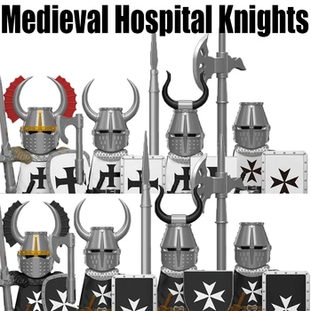 MOC Srednjovjekovni vojni Teutonski bolnica, vitezovi, Figurice vojnika, blokovi, Vojne mačeva, Pušaka, Cigle, Igračke, Pokloni