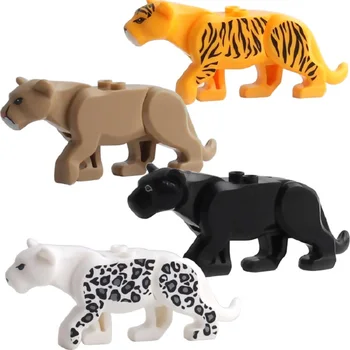 Skup životinja Figurice Hobi Tigar Puma Panther Snow Leopard Mini Pribor Gradivni blokovi Igračke Za djecu Poklon cigle