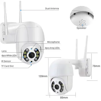 Snimanje alarma Wi-Fi Ptz kamera Automatsko Praćenje Bežična Ip kamera 1080p Kamera za video nadzor video Nadzor, Noćni Vid