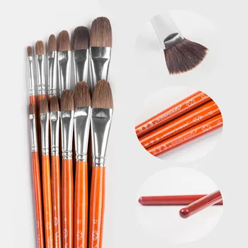 Set kistova s ravnom glavom od 12 palicama, Grade se Prakticira u umjetnosti akril, voda u boji, voda-plastificirane Wolf Wood Pen