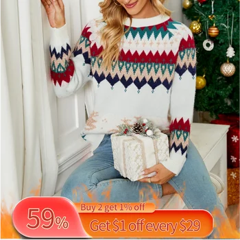 Ženski трикотажный džemper slobodnog rez s po cijeloj površini палевого boje, pletene top, džemper dugih rukava, okrugli izrez u božićnog stilu, Svečana nošnja
