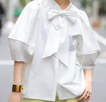 Ženska Bluza u japanskom stilu Gagarich Moda 2023 Proljeće Ljeto Slobodan Kardigan s lukom na vratu, Košulja, Gornja Odjeća