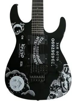 Novi dolazak!!! Kvalitetna električna gitara Kirk Hammett ploča sa, crna boja, individualni slika, most Floyd Rose