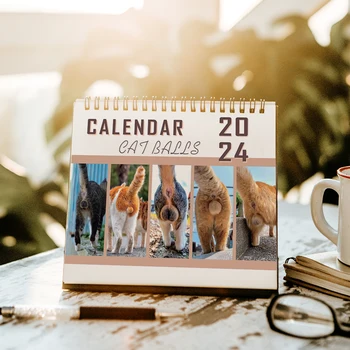 Kalendar Funny Buttholes Lopte na 2024 godine 12-mjesečni Kalendar za male mačke Buttholes Lopte Veseo poklon za mlade Prijatelje kolege