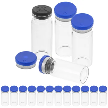 Staklene mini posudice za vodu 20 paketića po 10 ml Prozirne kape s otvorenog prostora Čepovi S ravnim dnom Laboratorijske kemijske bočice za uzorke Transparentno