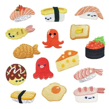 Japanska kuhinja, vez na нашивках, мультяшный losos, ikone za sushi, Sashimi Tempura, Slatka prehrambenih aplicirano za košulje, Dekor svojim rukama
