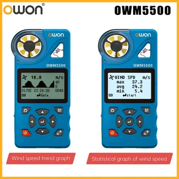 Owon OWM5500 Digitalni Anemometar 7-U-1 S memorijom podataka 8000, 7 Mjernih Uređaja, aplikacija za Daljinsko upravljanje