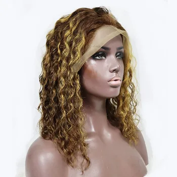 Perika s dubokim волнистым čipkom od ljudske kose u stilu Bob Dođite do 4/27 Brazilske kose Prozirne čipke perika za crne žene i djevojčice