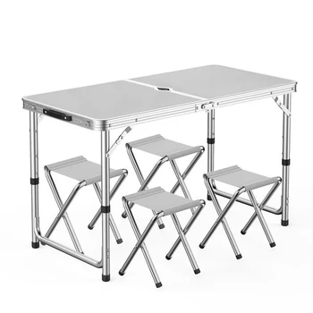 Setovi marširanje stolova Aluminijski Sklopivi stol za piknik i stolica u presavijeni Moderna vanjski prijenosni kutija na 4 mjesta Metalni okvir