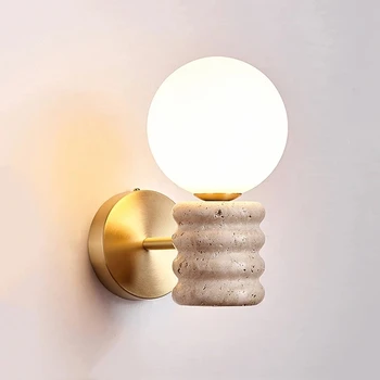 Japanski Svježe Prirodni Žuti Travertin Home Zidna Lampa Za dnevni boravak Nordic Creative Design Sense Za Uređenje sobe