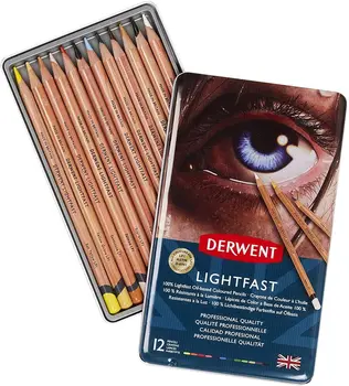 Olovke u boji Derwent Lightfast, za umjetnika, crtanje, profesionalni set od 12 limenih olovke, bojice, 2302719